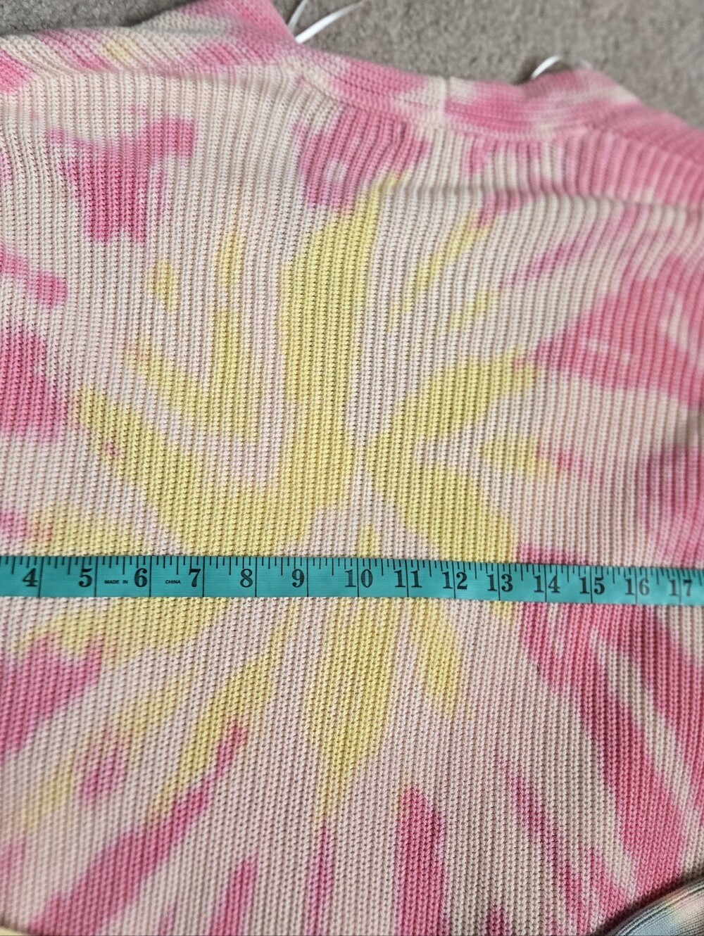 525 America Pastel Tie-Dye Cotton Knit Belted Cardigan. Size Large - Picture 12 of 13